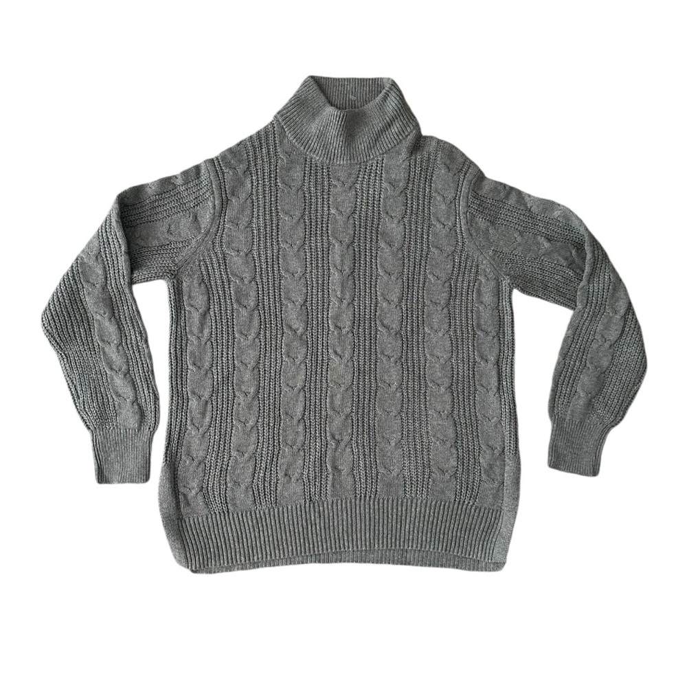 Banana Republic Womens Size Medium Cable Knit Fisherman Sweater Gray